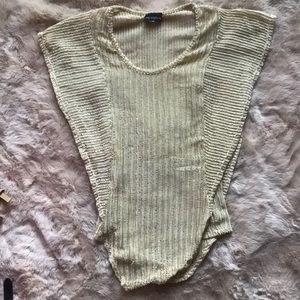 Tan blouse with flowy sleeves